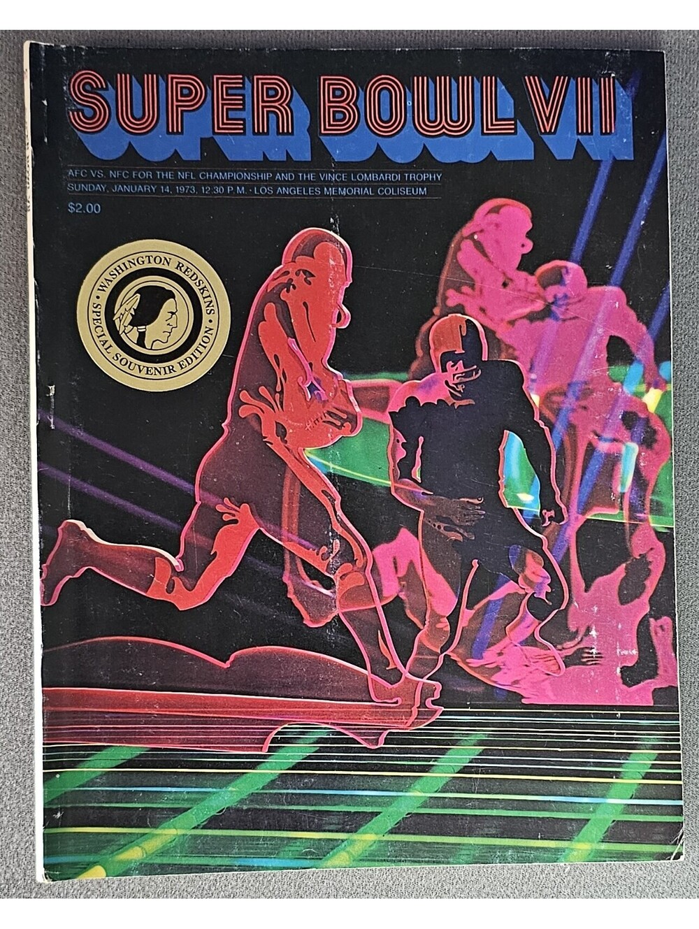 Vintage 1973 NFL SUPER BOWL VII PROGRAM - WASHINGTON REDSKINS vs MIAMI DOLPHINS